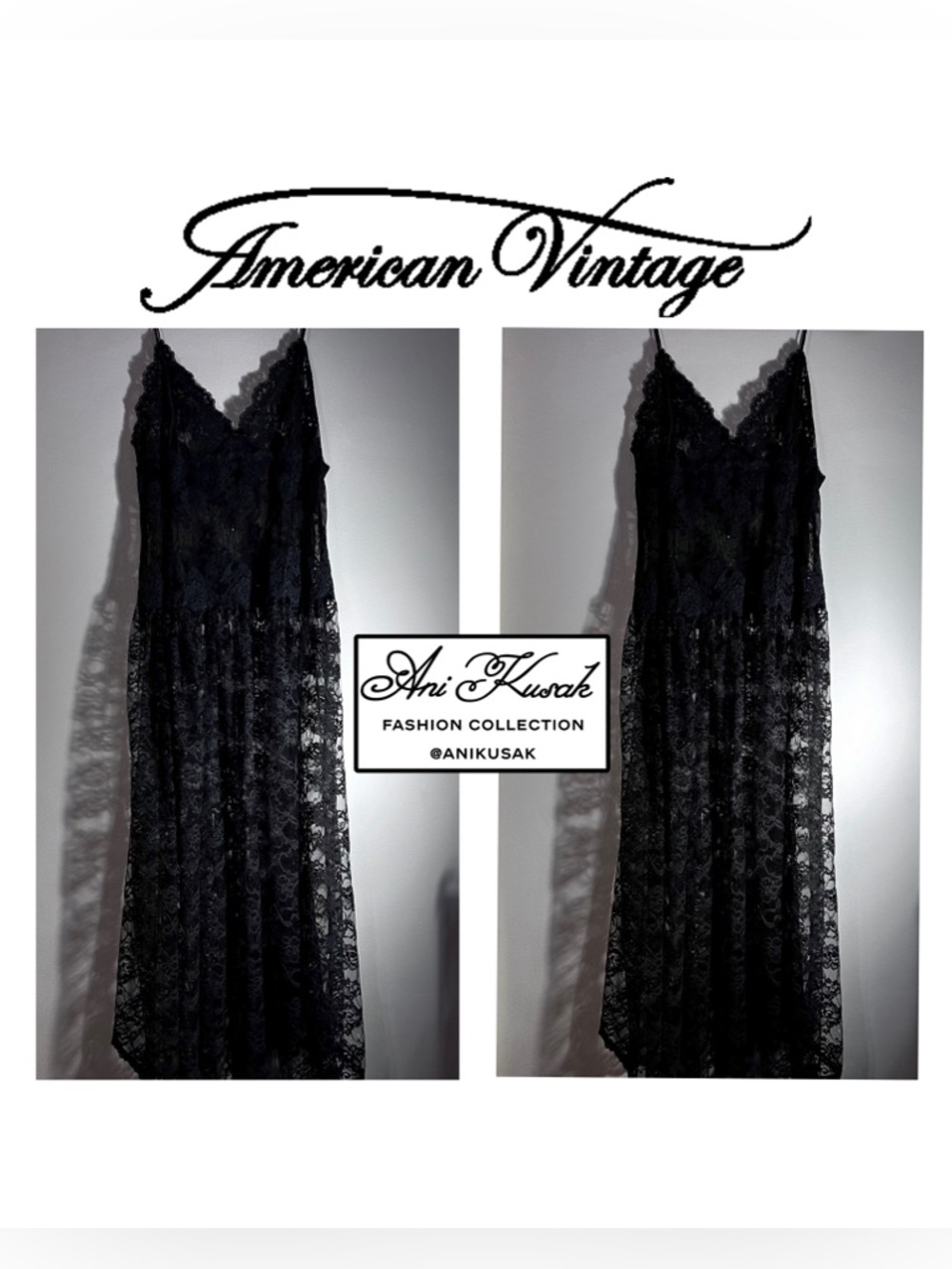 American Vintage Black Lace Slip